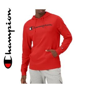 Champion Men's Midweight, Soft and Comfortable T-Shirt Hoodie. Red. Size L